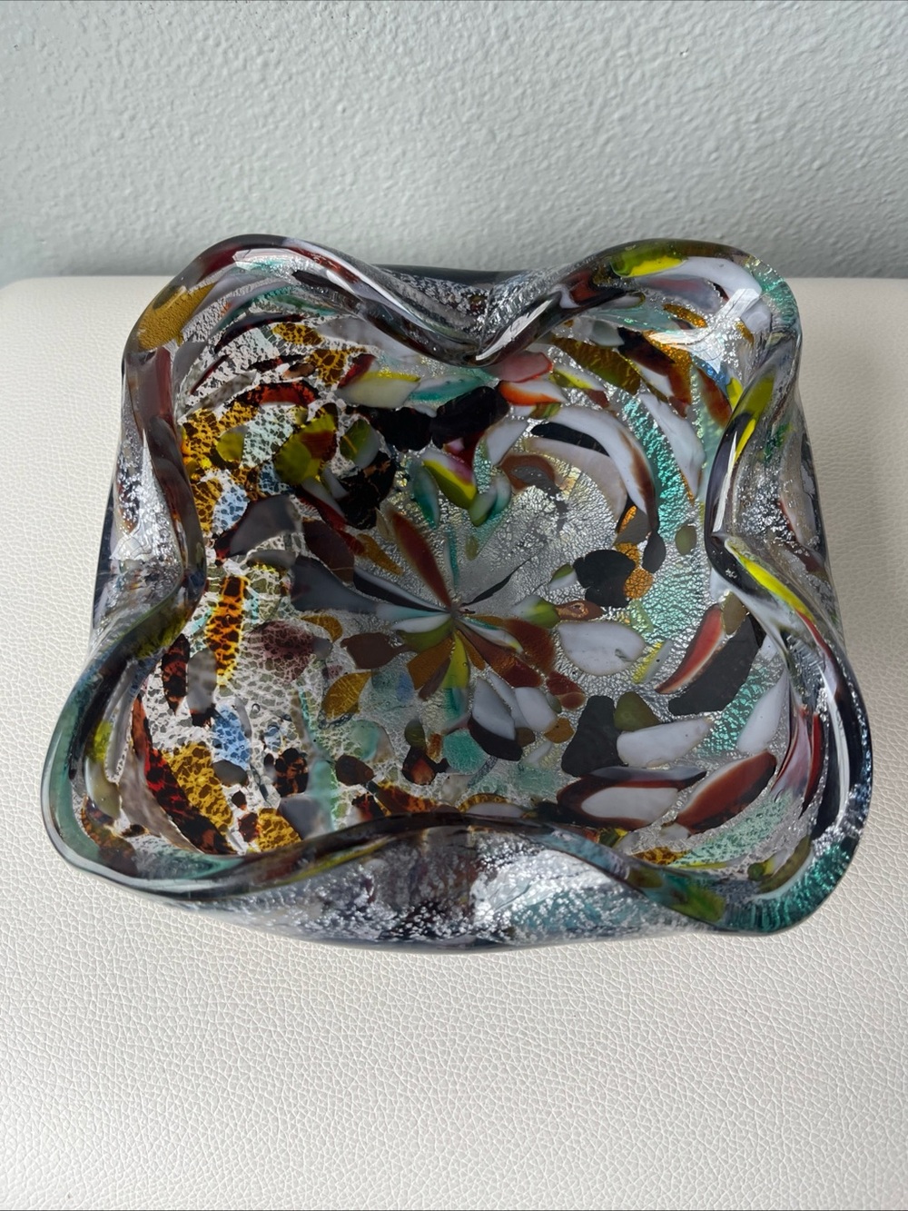 Handmade MCM Murano Bizantino Multicolor Art Glass Decorative Bowl - Home Art